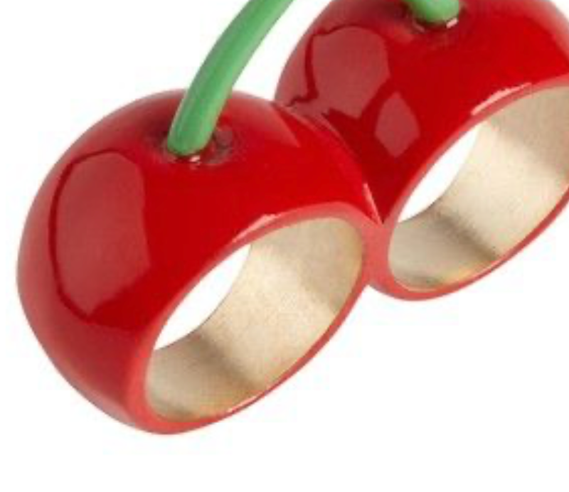 Cherry Season-Double Fruit Ring- Two Finger Ring
