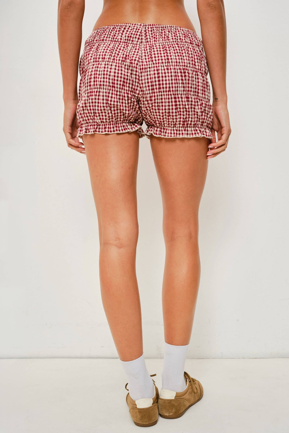 LLOYD SMOCKED GINGHAM SHORTS