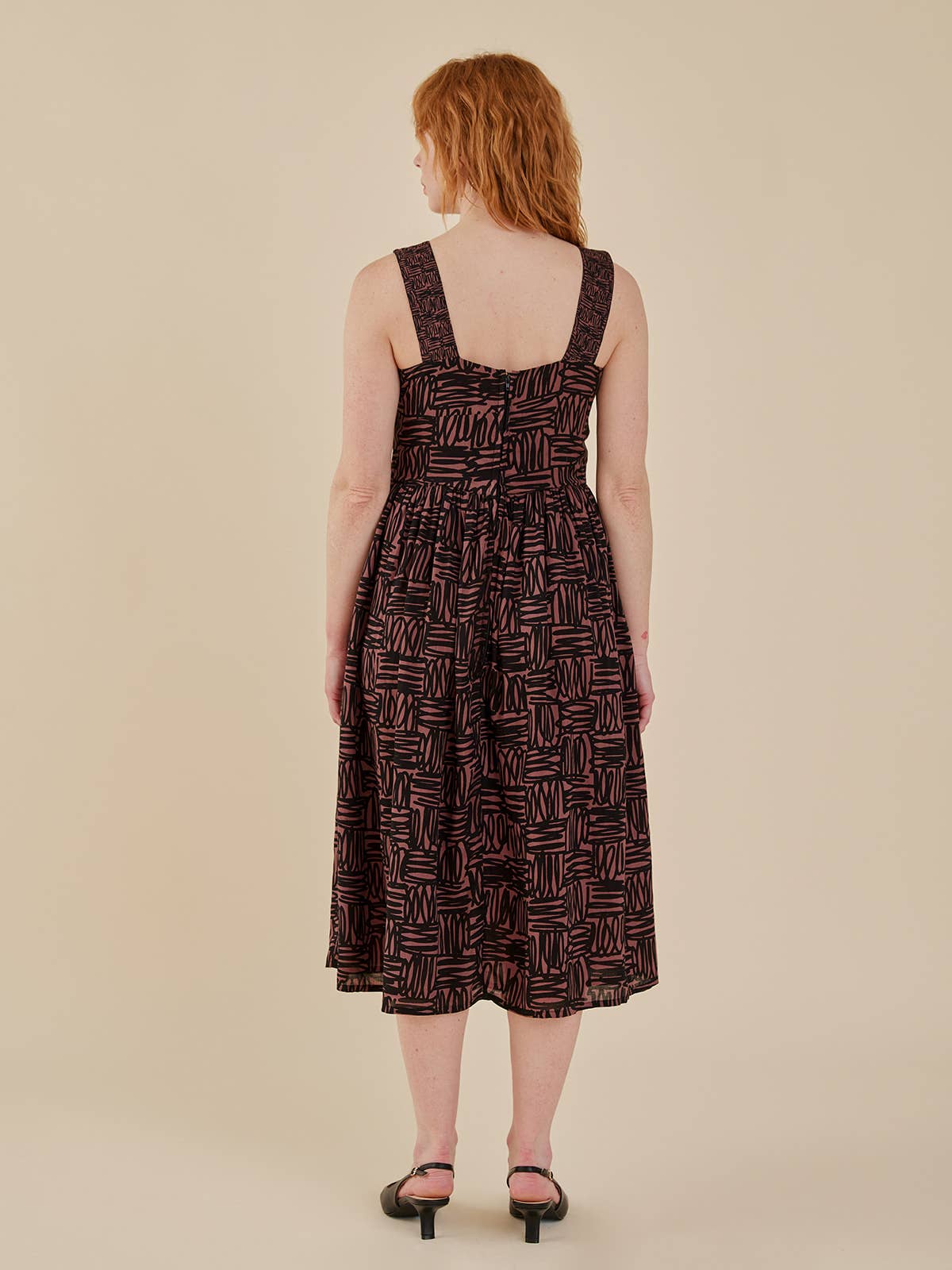 Nikita Dress Mocha Scribble Modal