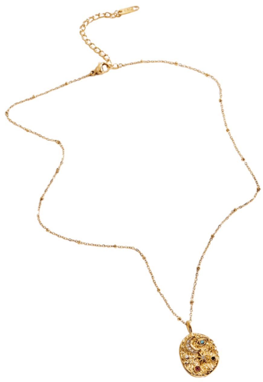 Confetti Coin - Evil Eye - Moon and Stars - Stainless Steel 14K - Tsuru