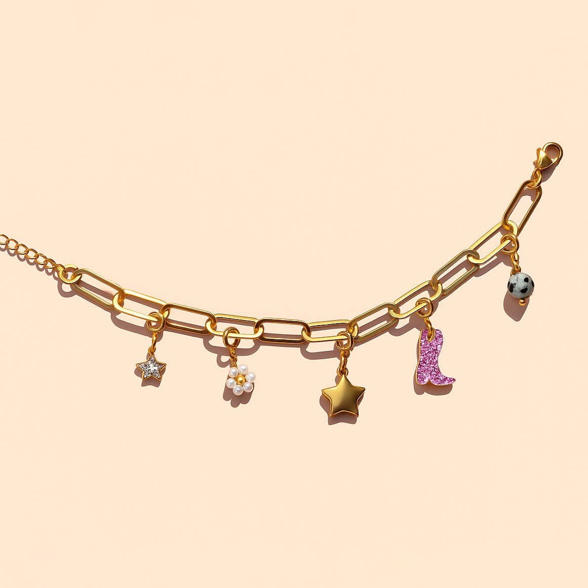 Paperclip Charm Keeper Bracelet - 18K Gold Plated