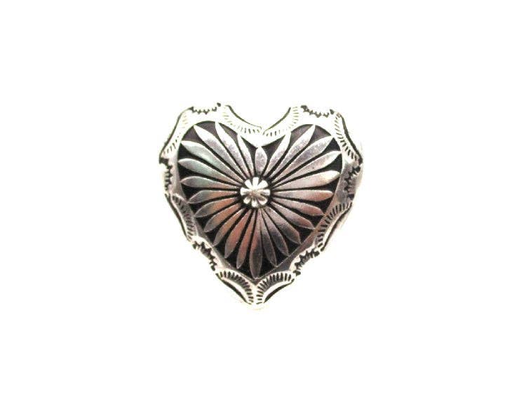 Western Etched Heart Cuff Ring