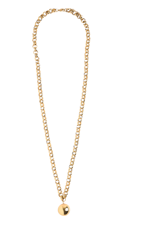 Aalia The Ball and Chain- Steel Sphere Necklace 18K Gold PVD