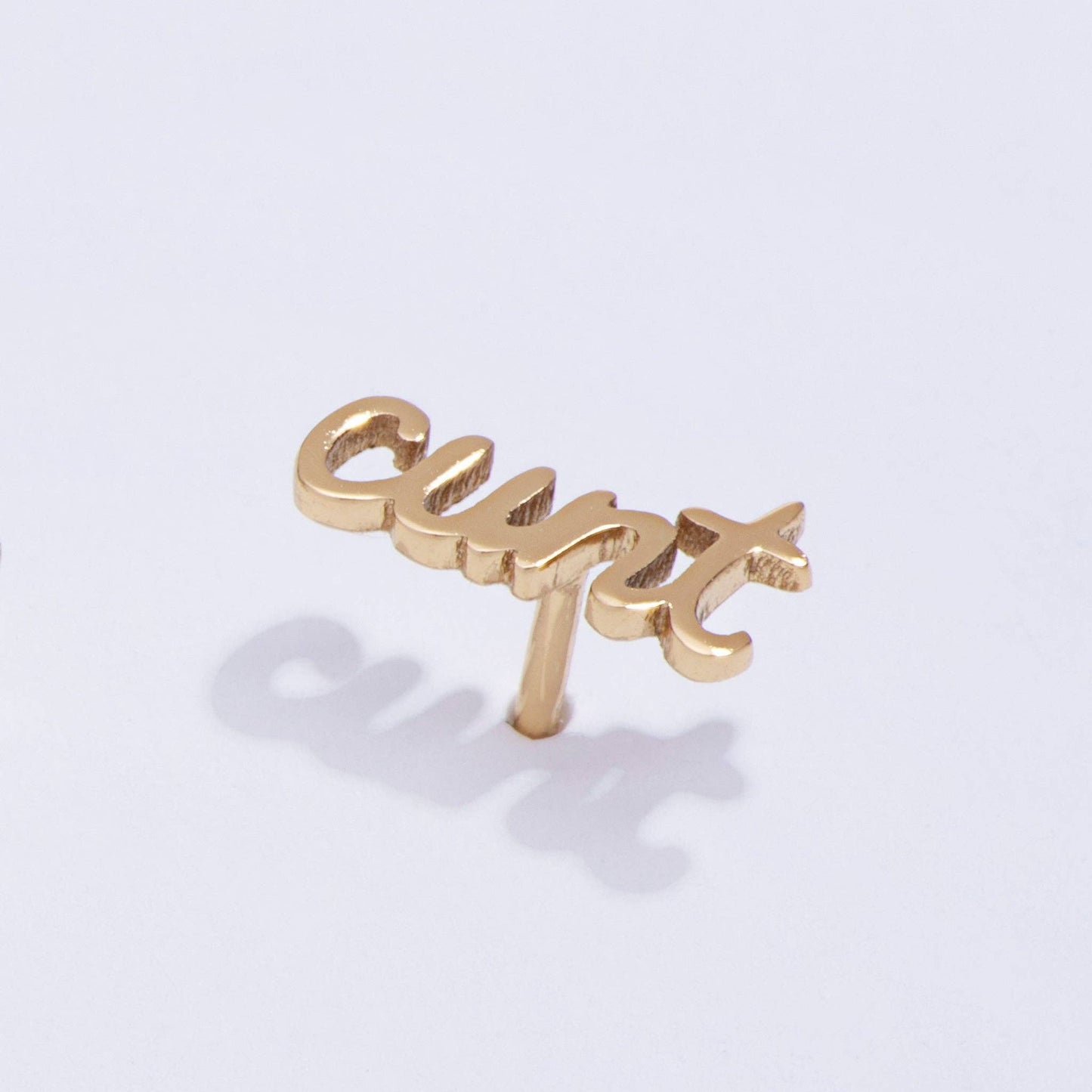 14K Gold Plate Cunt Script Stud Earrings
