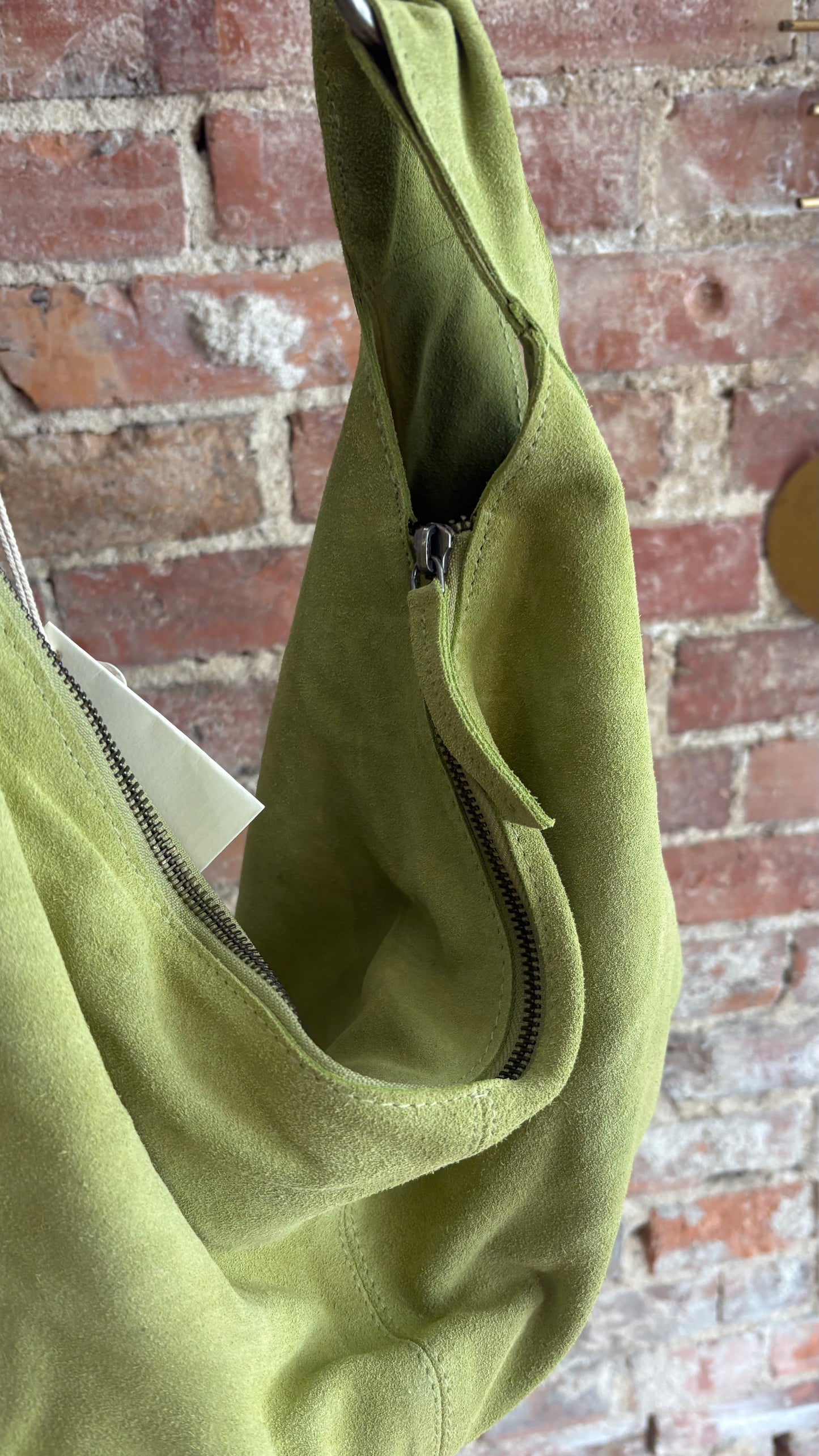 Roma Suede Tote in Apple Green