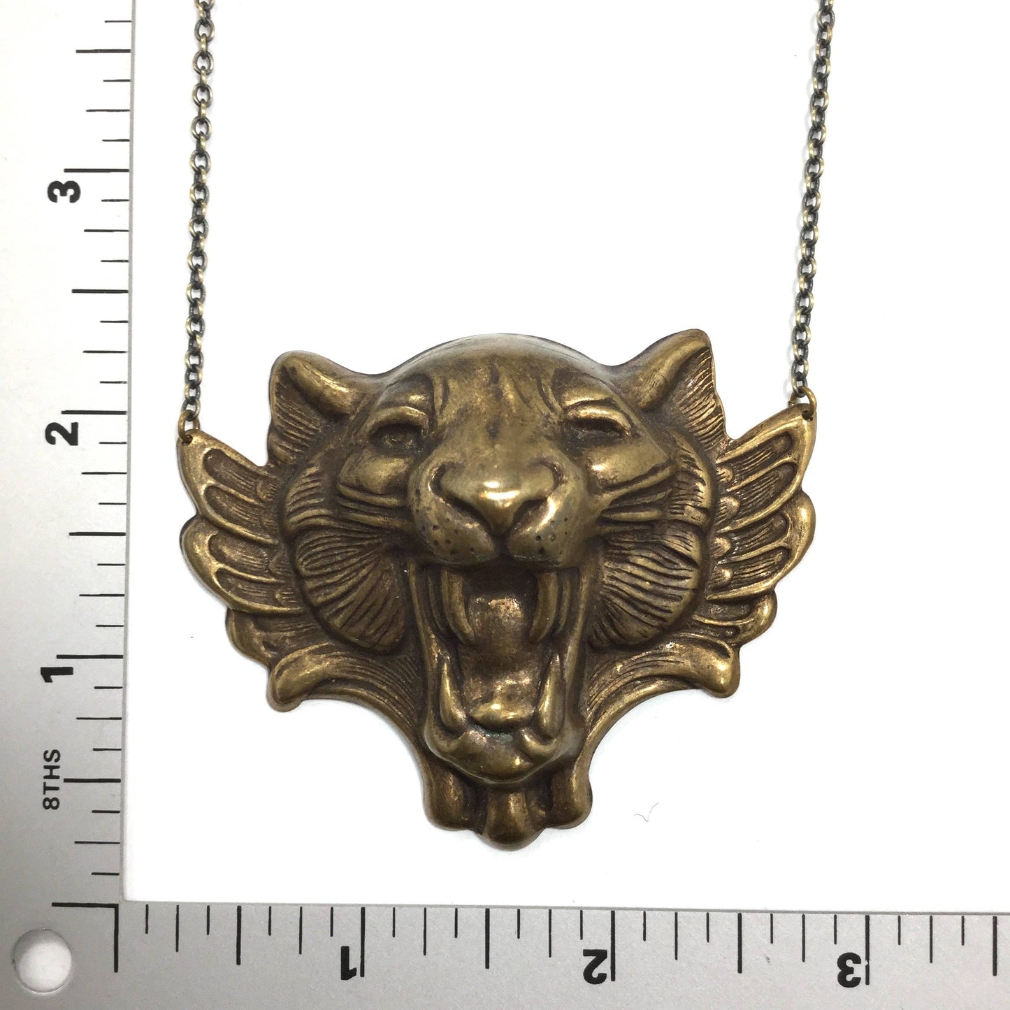 Gold Winged Tiger Pendant Necklace
