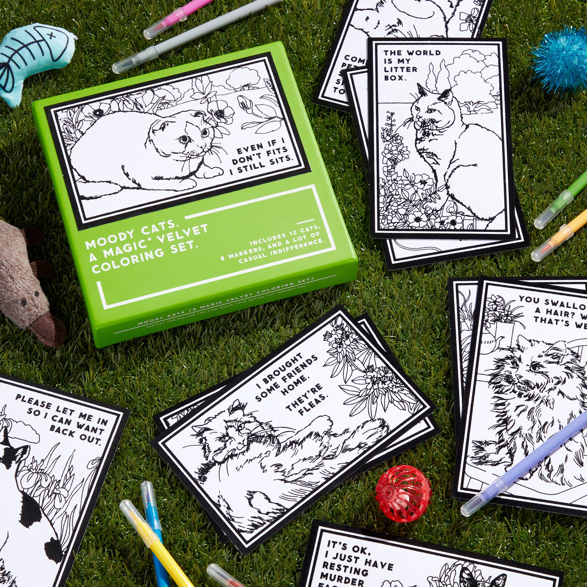 Brass Monkey Moody Cats Magic Velvet Coloring Set