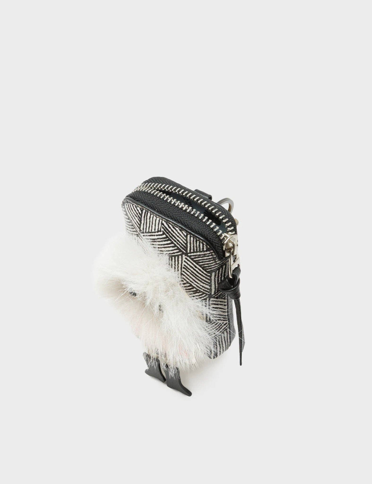 Florence Pouch Charm - Cream Leather Keychain Monster Applique