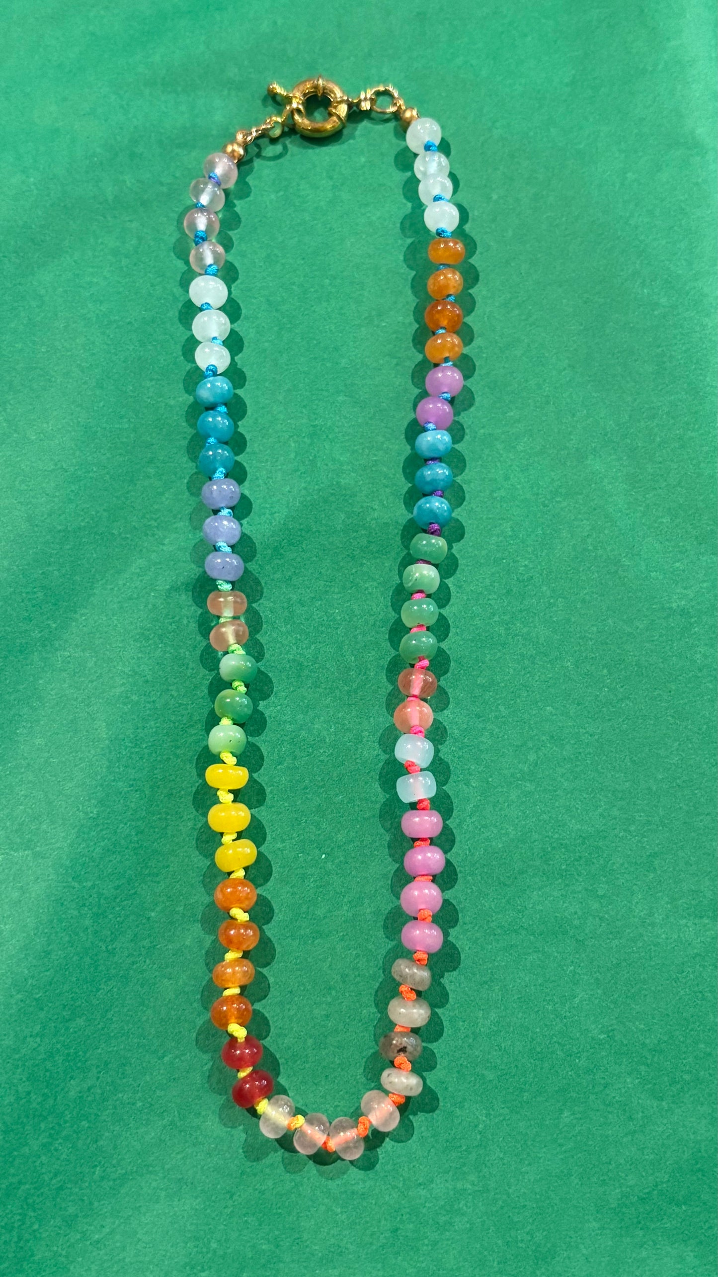 Gemstone Candy Bead Rainbow and Charm Collector Necklace