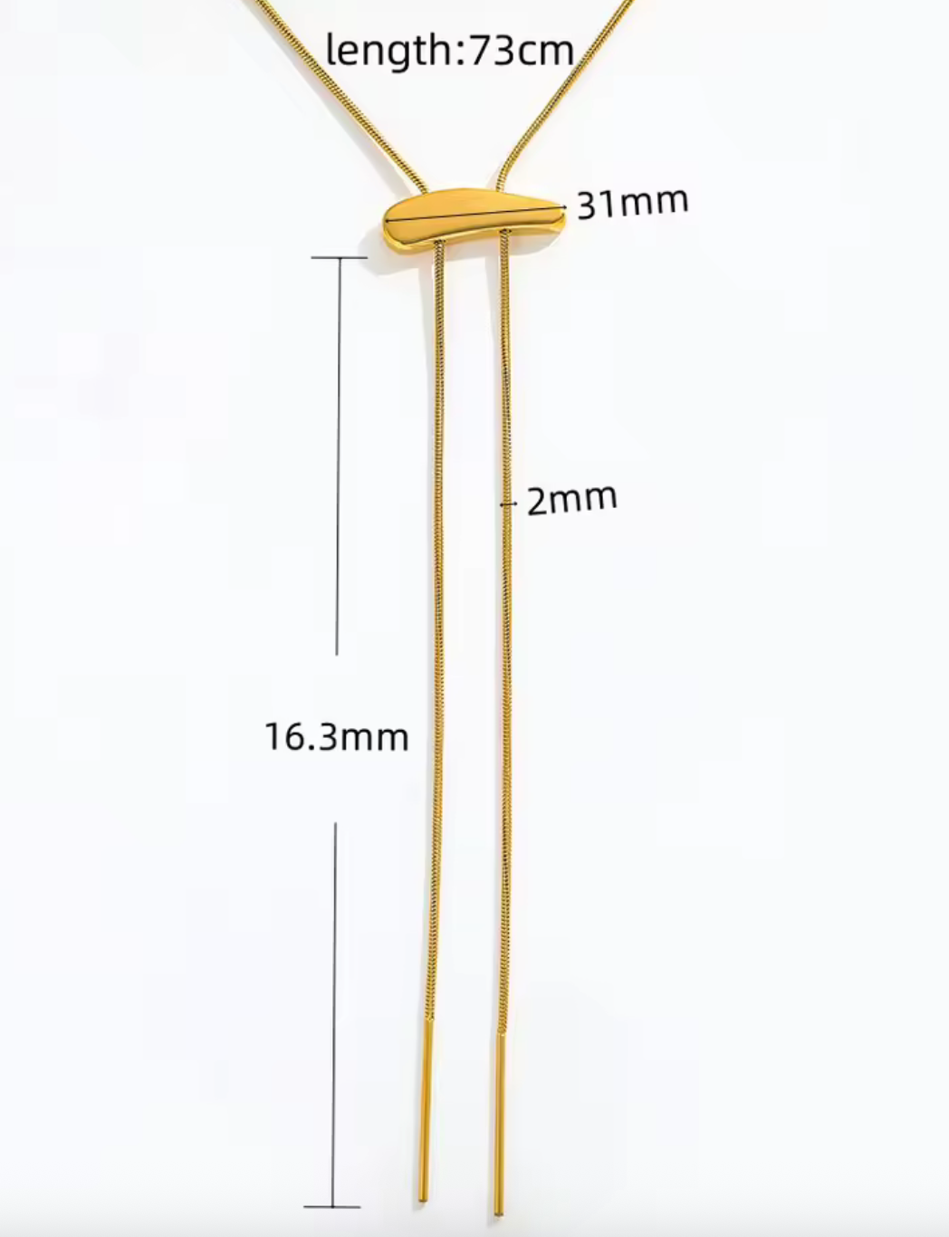 Girl Lariat-Gold Nugget Snake Chain Necklace -waterproof