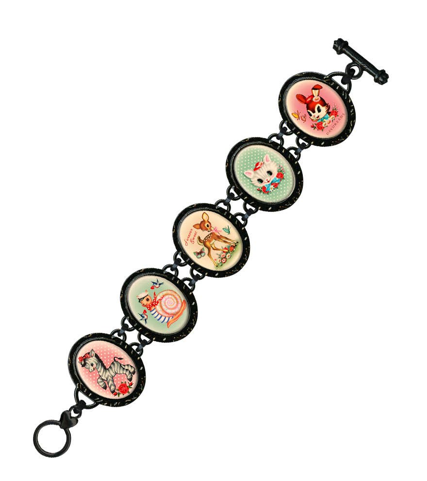Animals Victorian Oval Five Link Bracelet - Tsuru