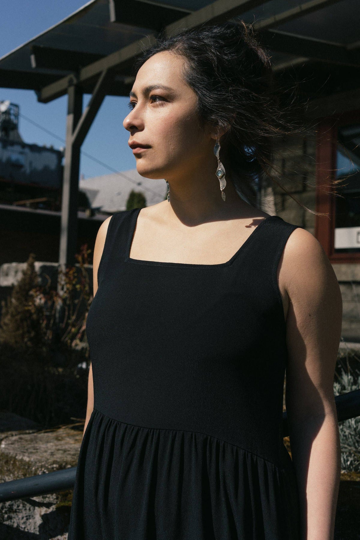 Reversible Gwendolyn Dress in Black Crinkle