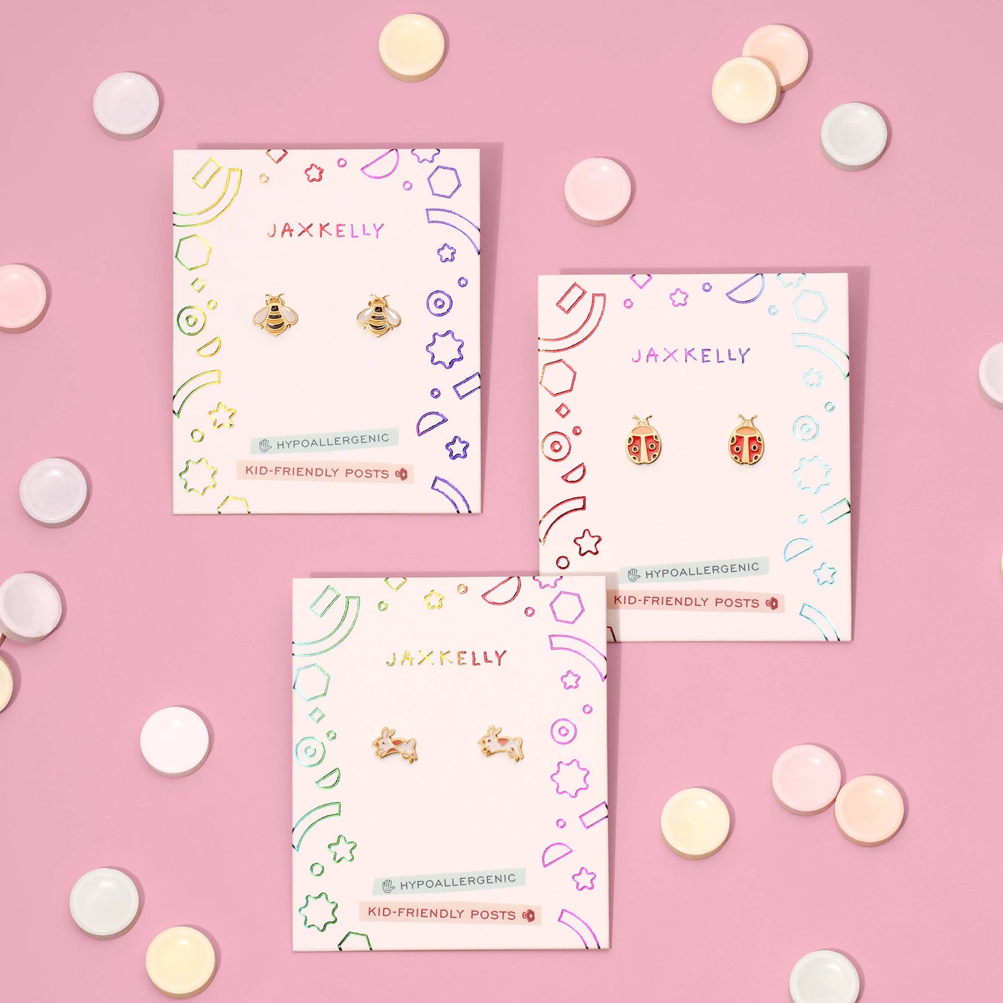 Bunny Enamel Flat Back Kids Earrings