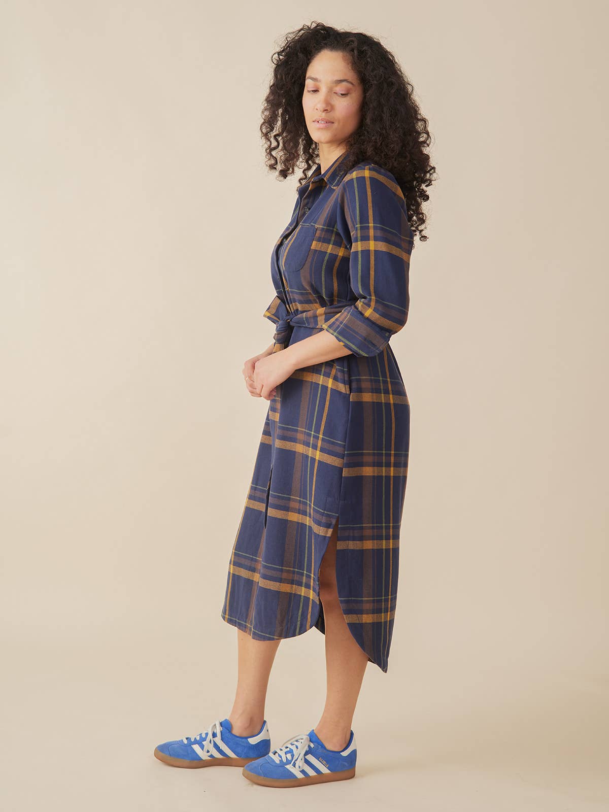 Sutton Shirtdress Navy Yellow Plaid
