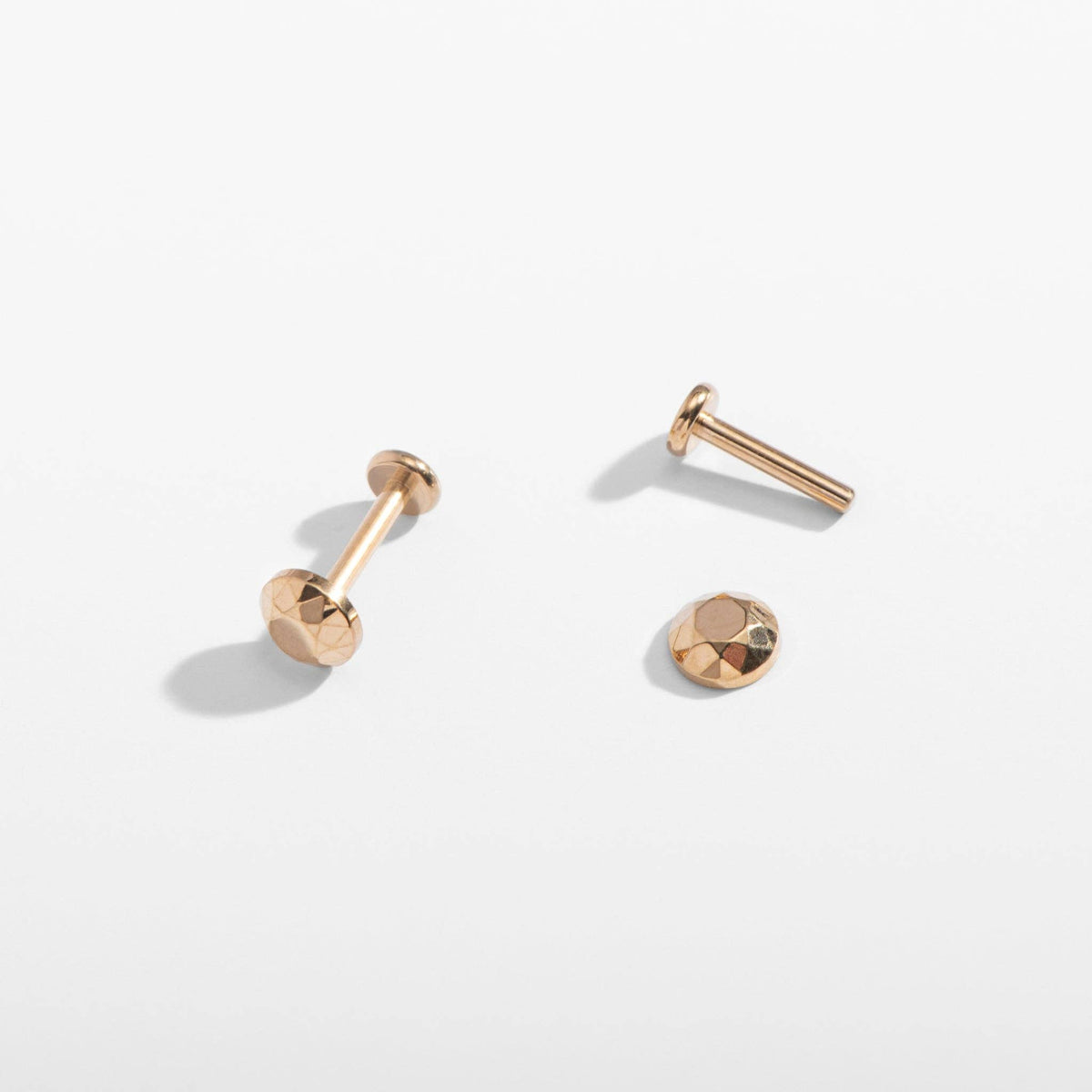 14k Gold PVD or Titanium Faceted Circle Flat Back Studs