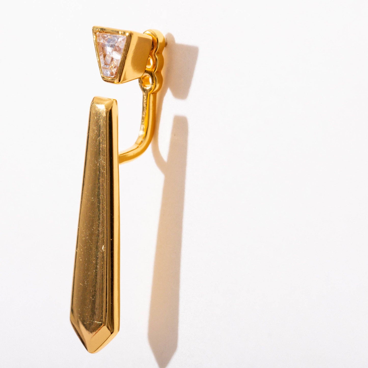 Power Tie Jacket Earrings - 14K Gold Plated & Cubic Zirconia