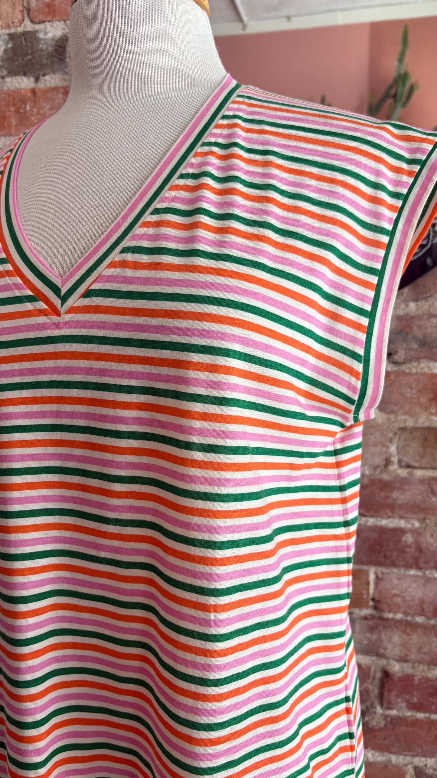 Striped V Neck Tee