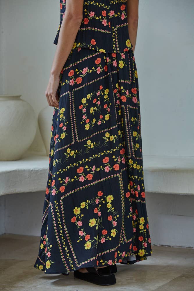 Floral Print Midi Skirt