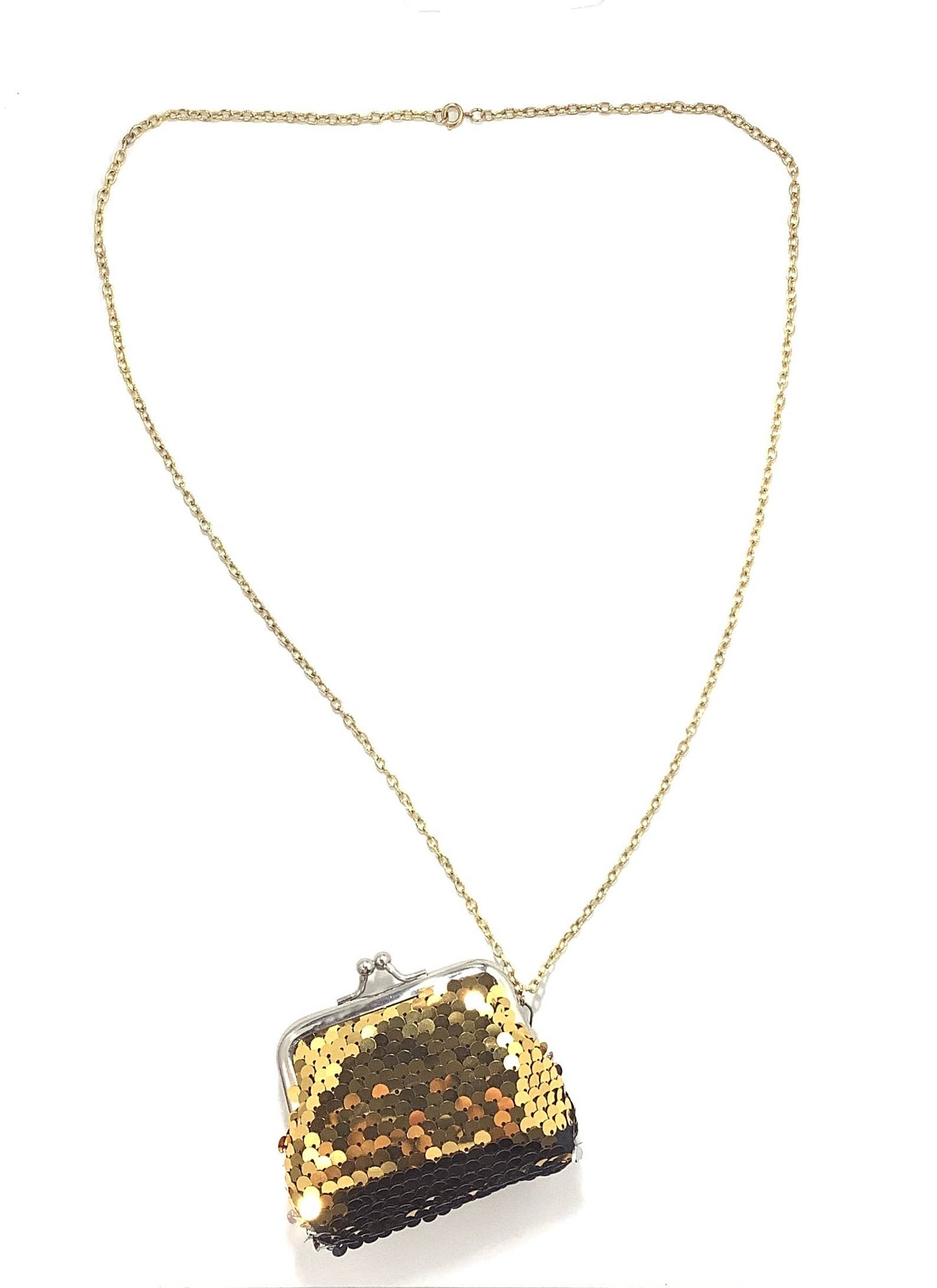 Gold Sequin Bag Necklace