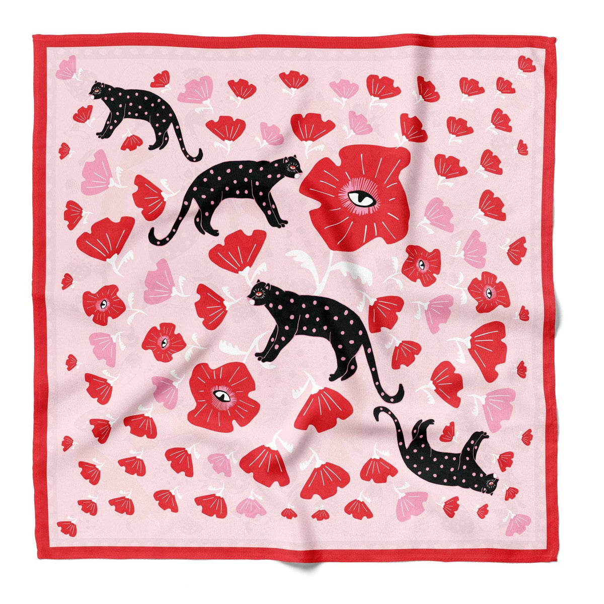 Poppy Polka Cat Cotton Silk Bandana