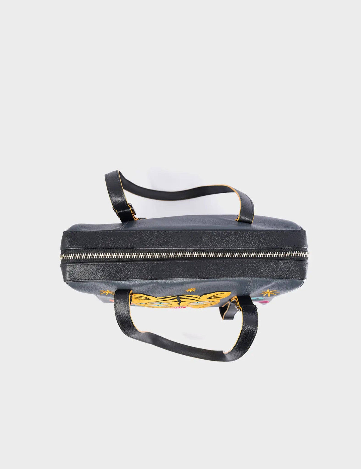 Esther Stormy Gray Satchel Bag - Happy Tiger Embroidery