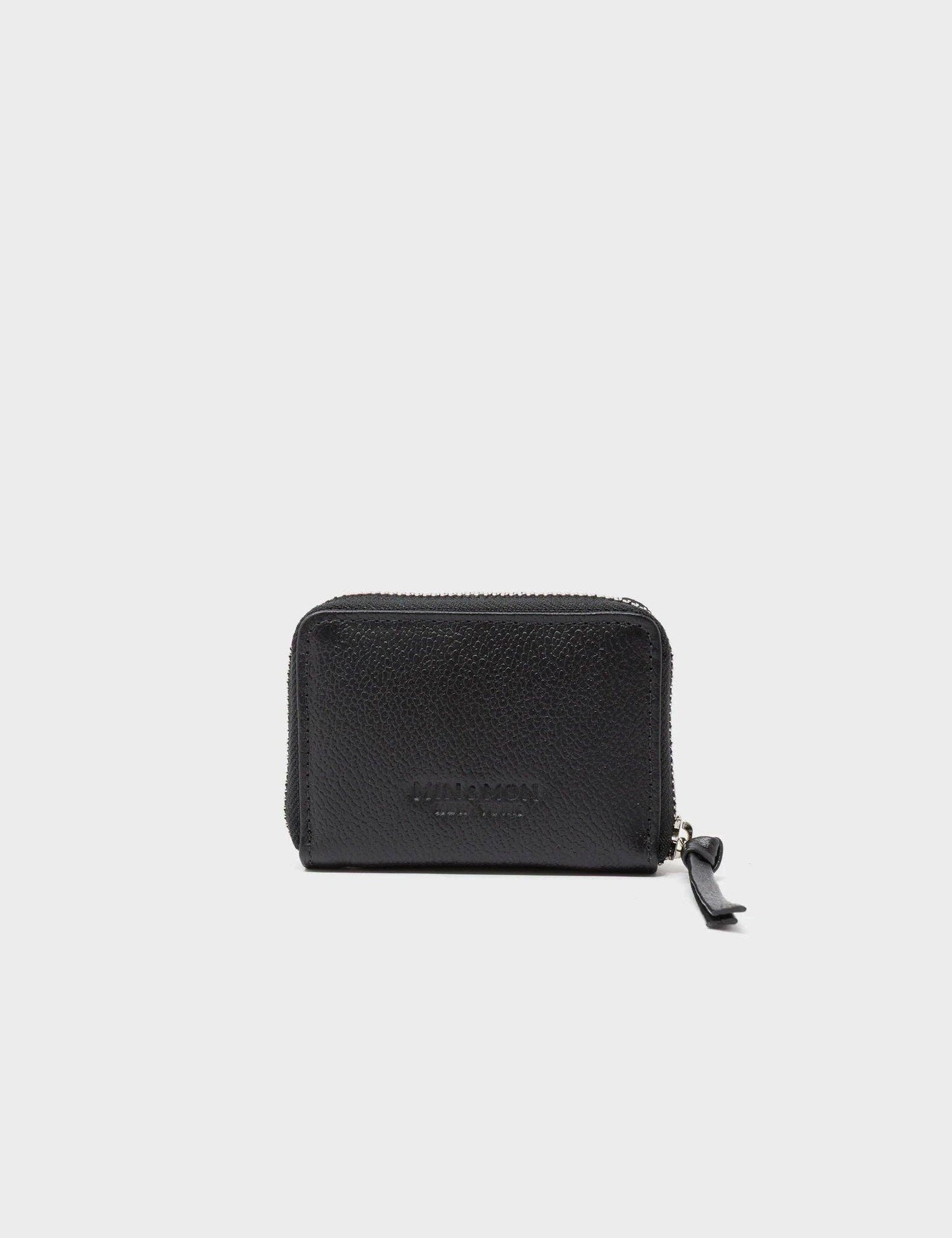 Frodo Black Leather Zip Around Wallet - Happy Cloud Applique