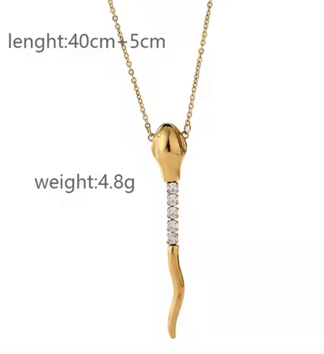 Snake - Tennis Necklace Serpent - Steel 14K CZ necklace - Tsuru