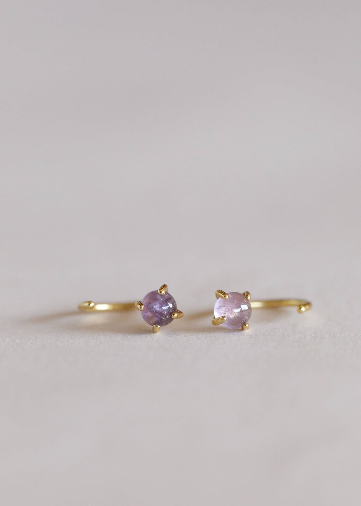 Huggies - Amethyst - Gold Earrings