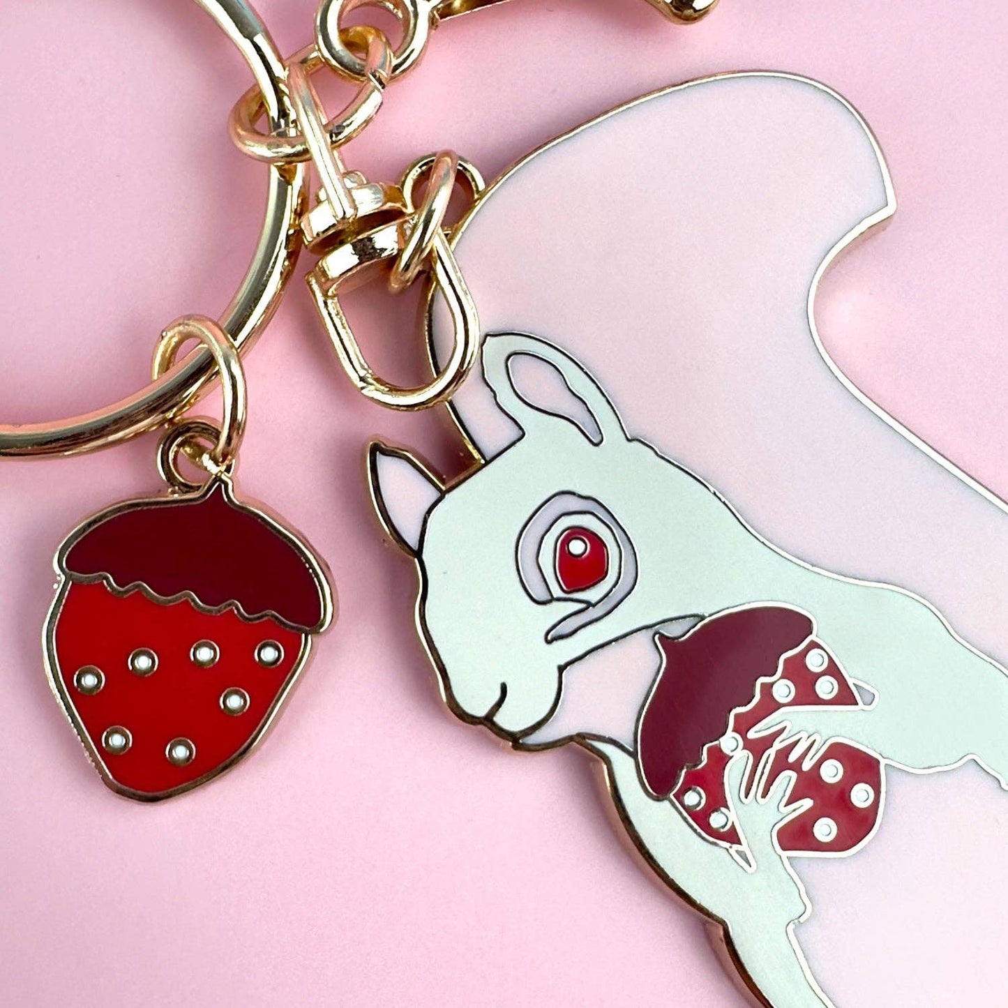 Albino Squirrel Keychain Charm