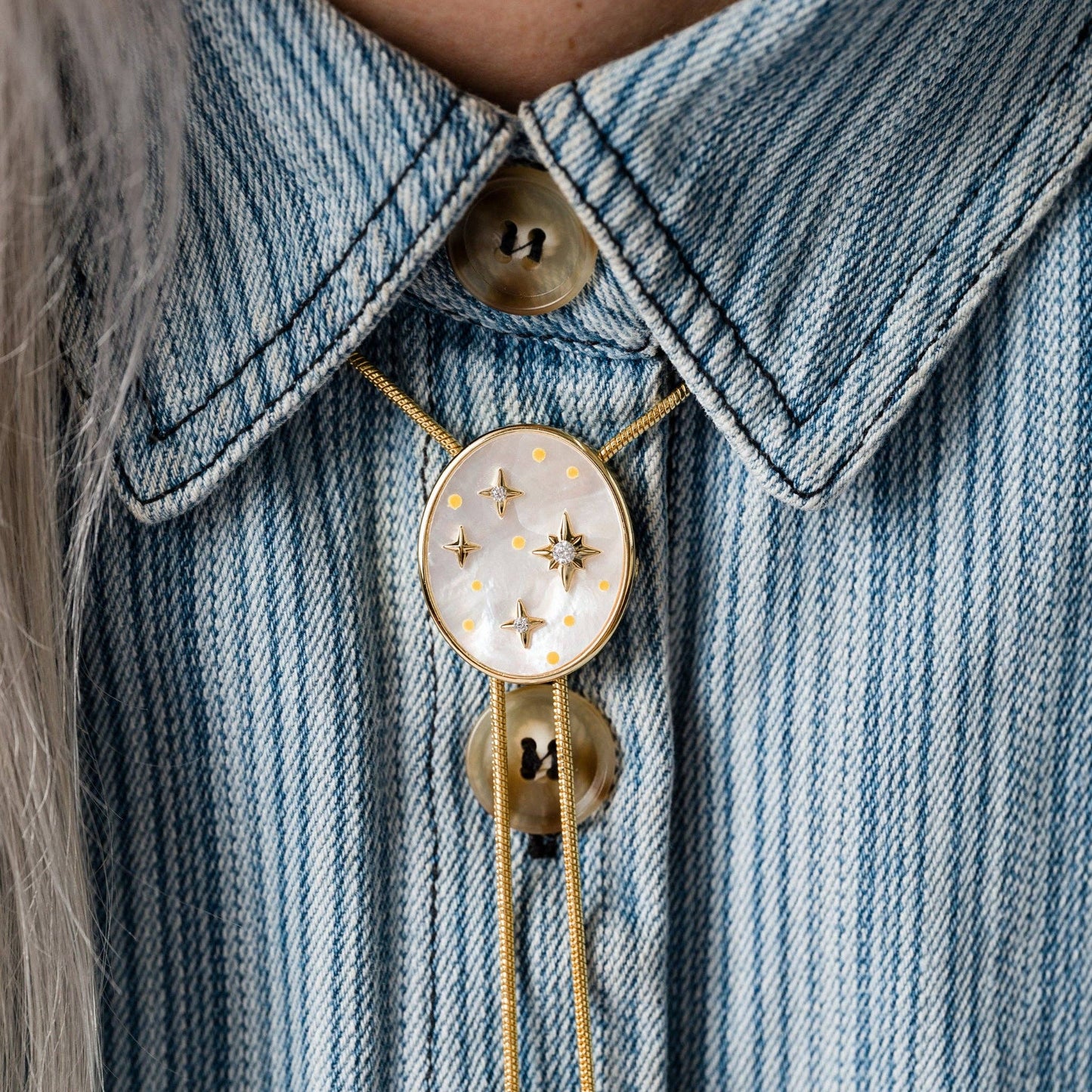 14K Gold Plated & Mother of Pearl Brandi Bolo Necklace