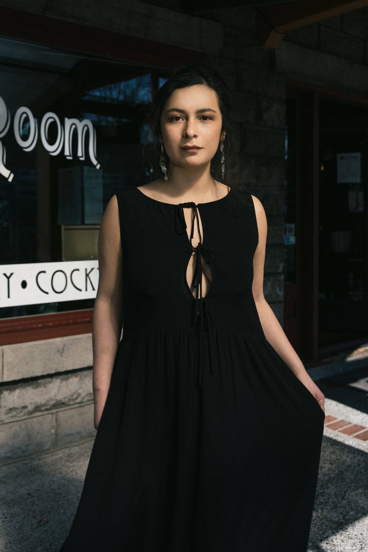 Reversible Gwendolyn Dress in Black Crinkle