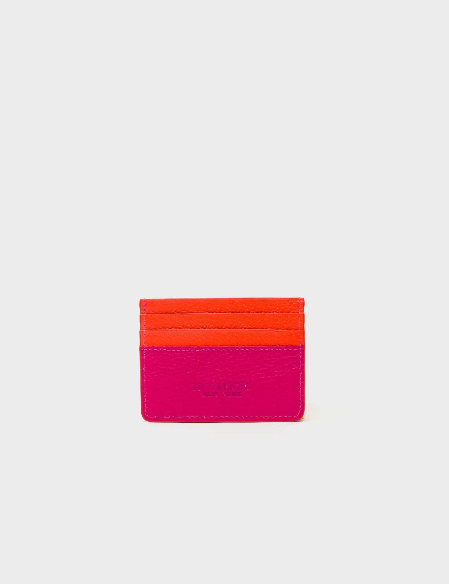 Filium Peacock Pink Leather Cardholder - Retro Tiger Embroidery