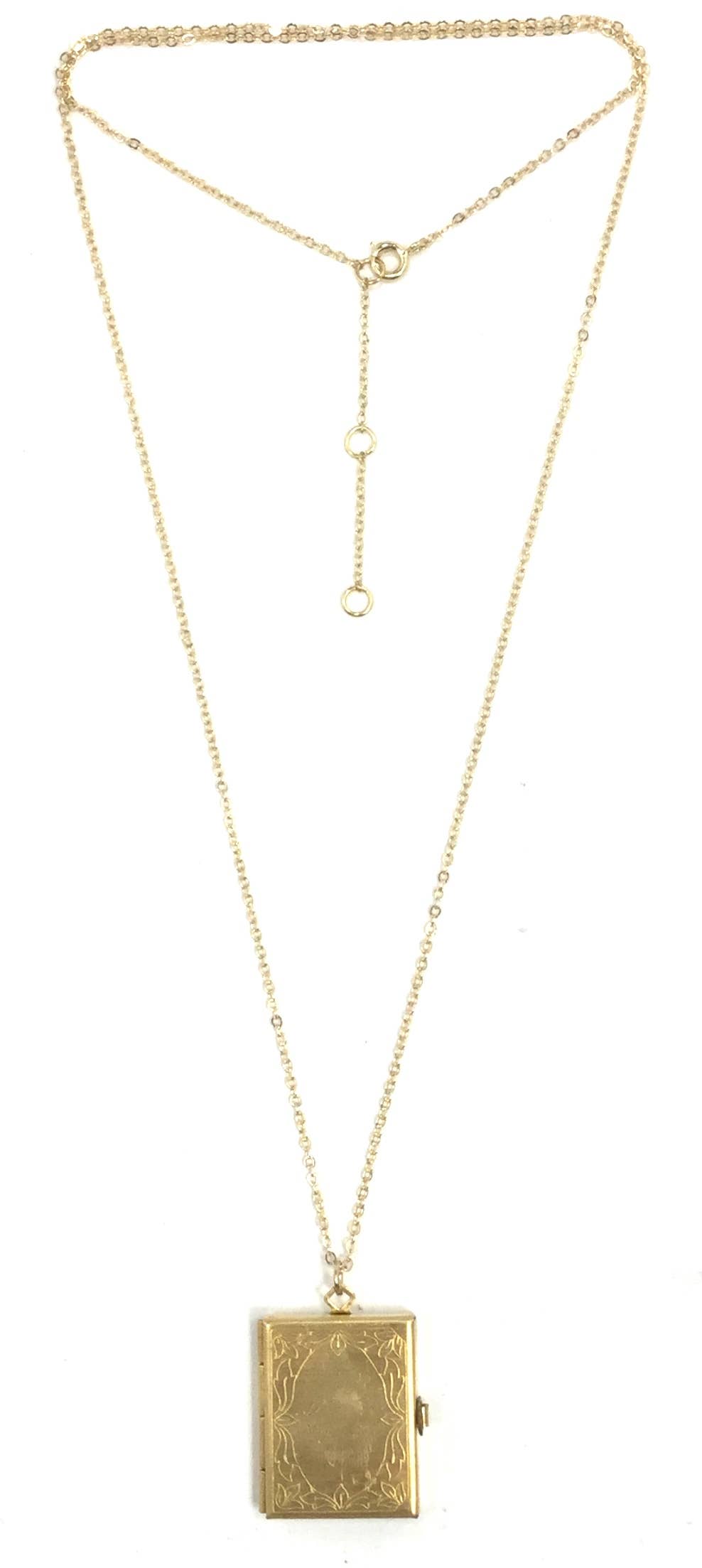 Gold Book Locket Necklace