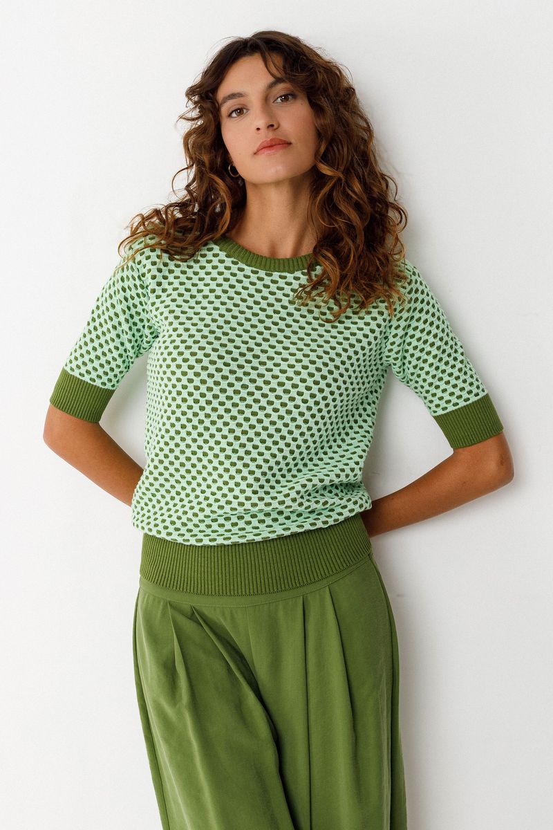 Muike Sweater in Light Green Combo