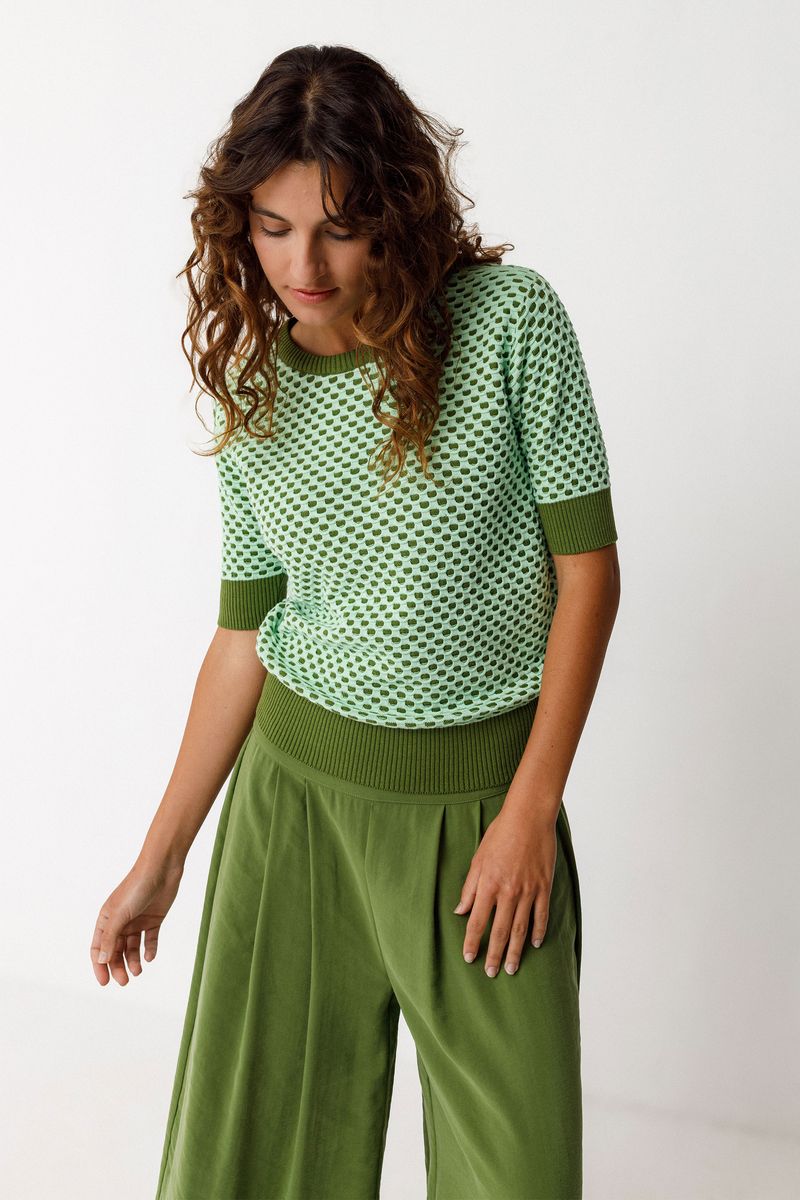 Muike Sweater in Light Green Combo