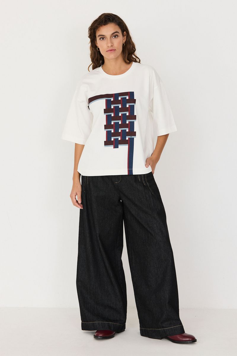 Lariz GOTS T Shirt Grid Pattern