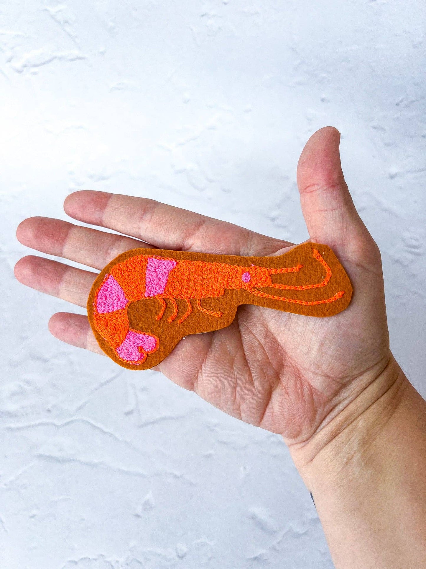 Shrimp Chain Stitch Iron On Patch