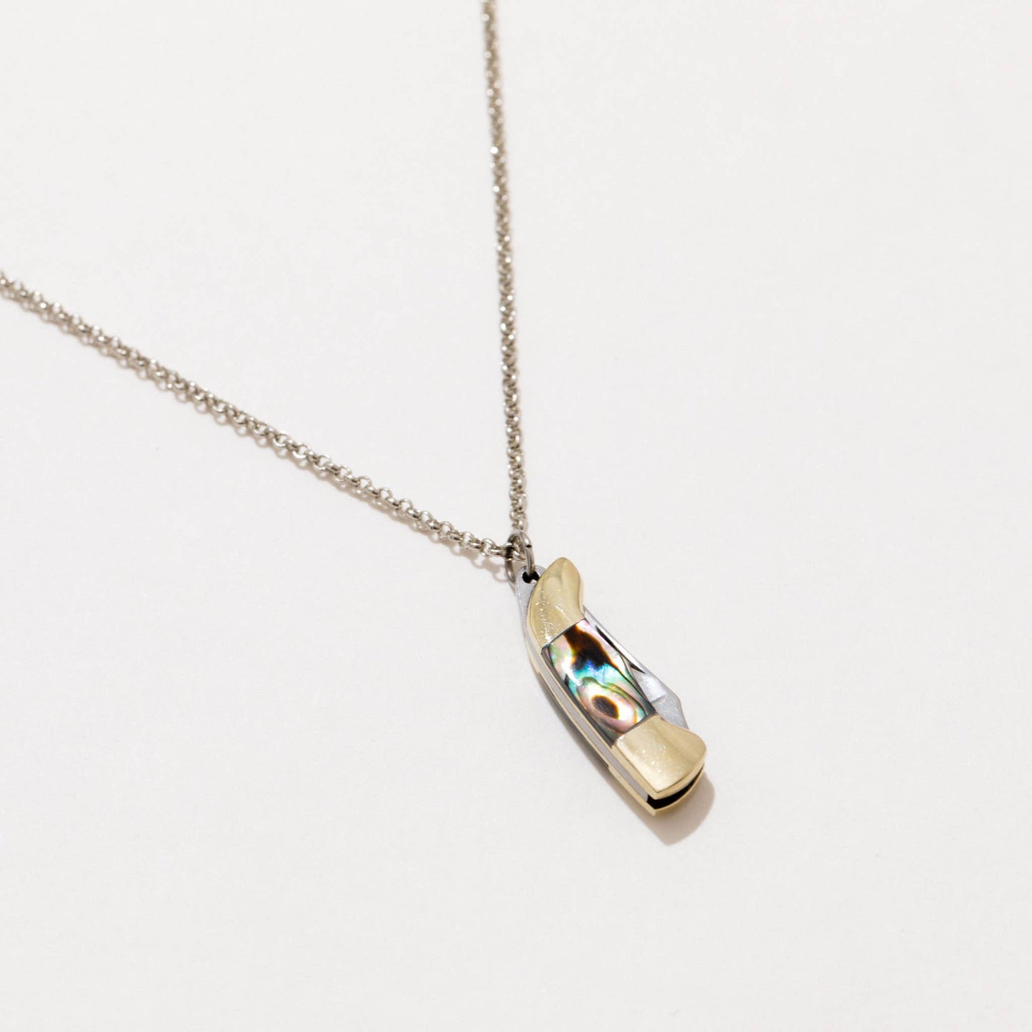 Judith Gold or Silver Abalone Utility Safety Necklace: Gold Plated