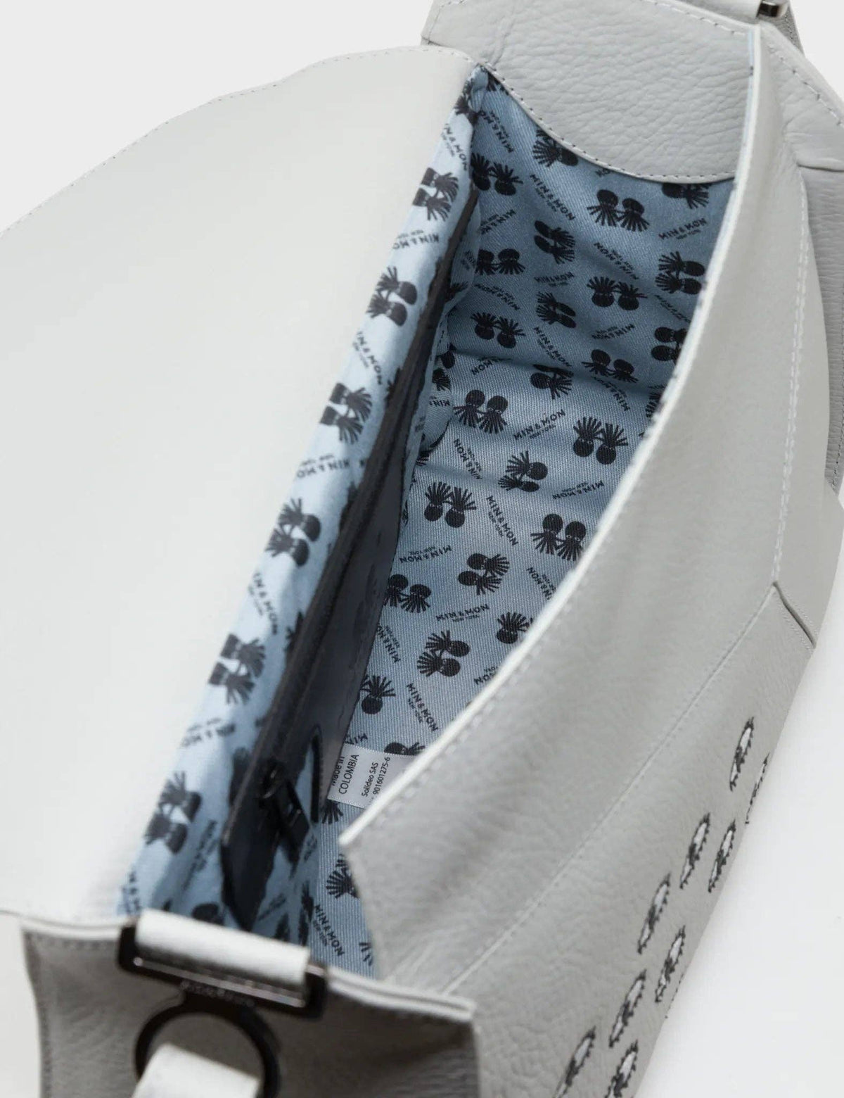 Houston Moonwalk Gray Leather Shoulder Bag - All Over Eyes Embroidery