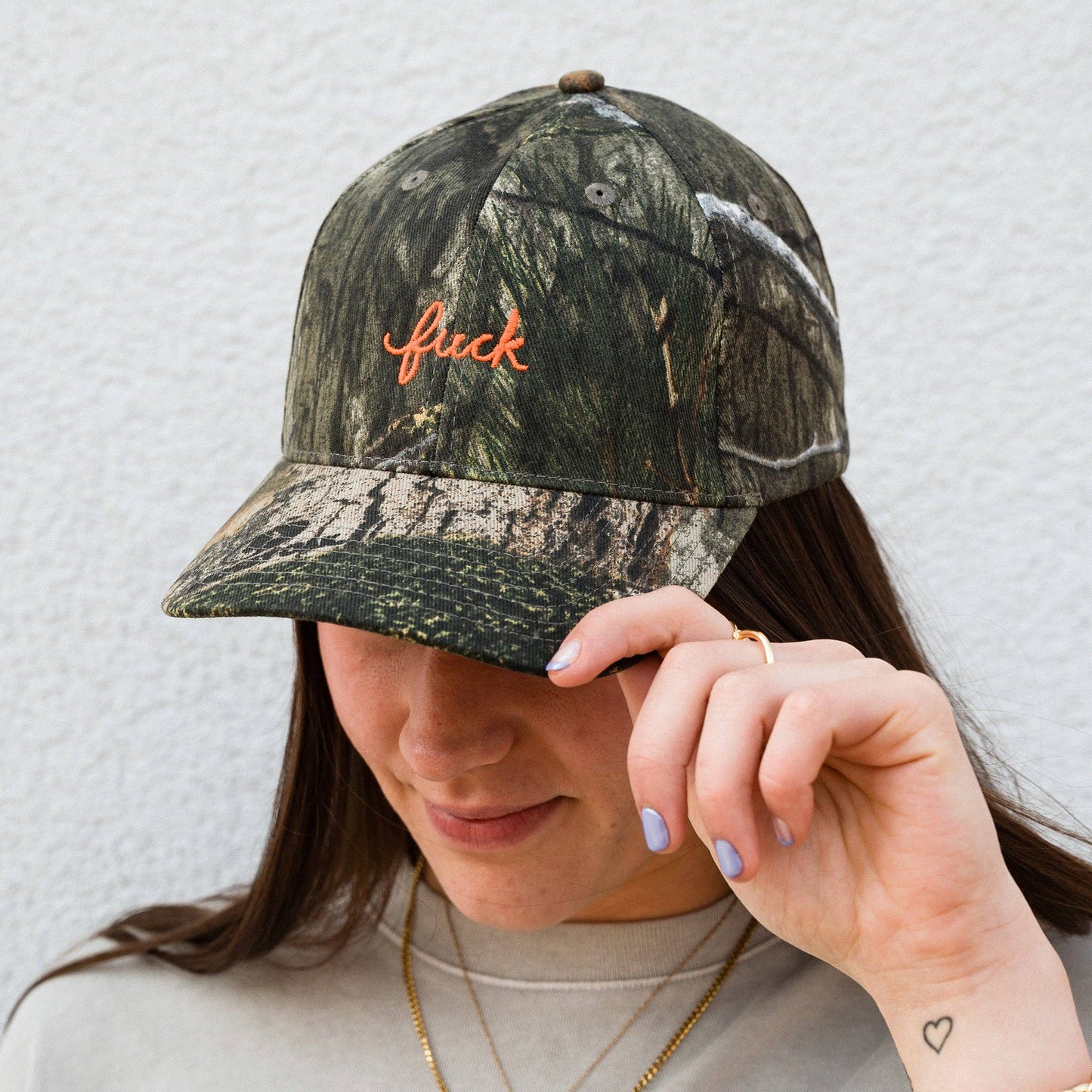 Camo Fuck Script 100% Cotton Baseball Hat