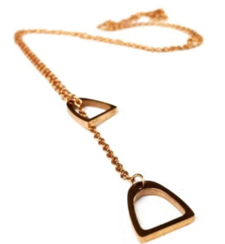 Colt & Filly Stirrup Lariat Steel Necklace- Waterproof