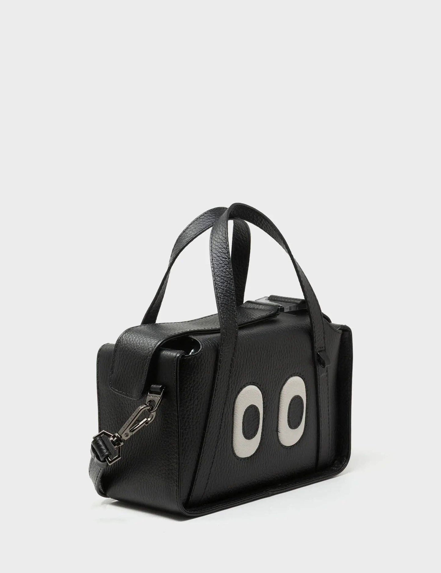 Benji Small Crossbody Black Leather Bag - Look Up