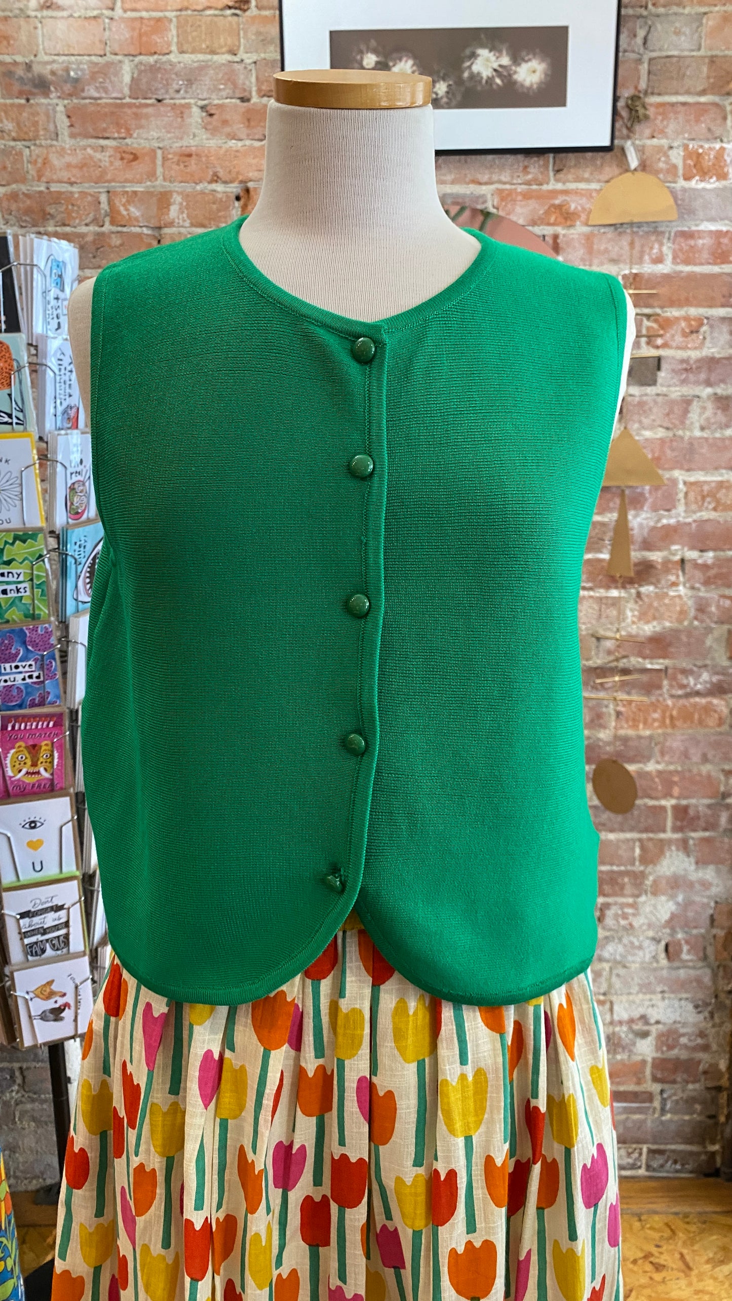 Green Button up Vest