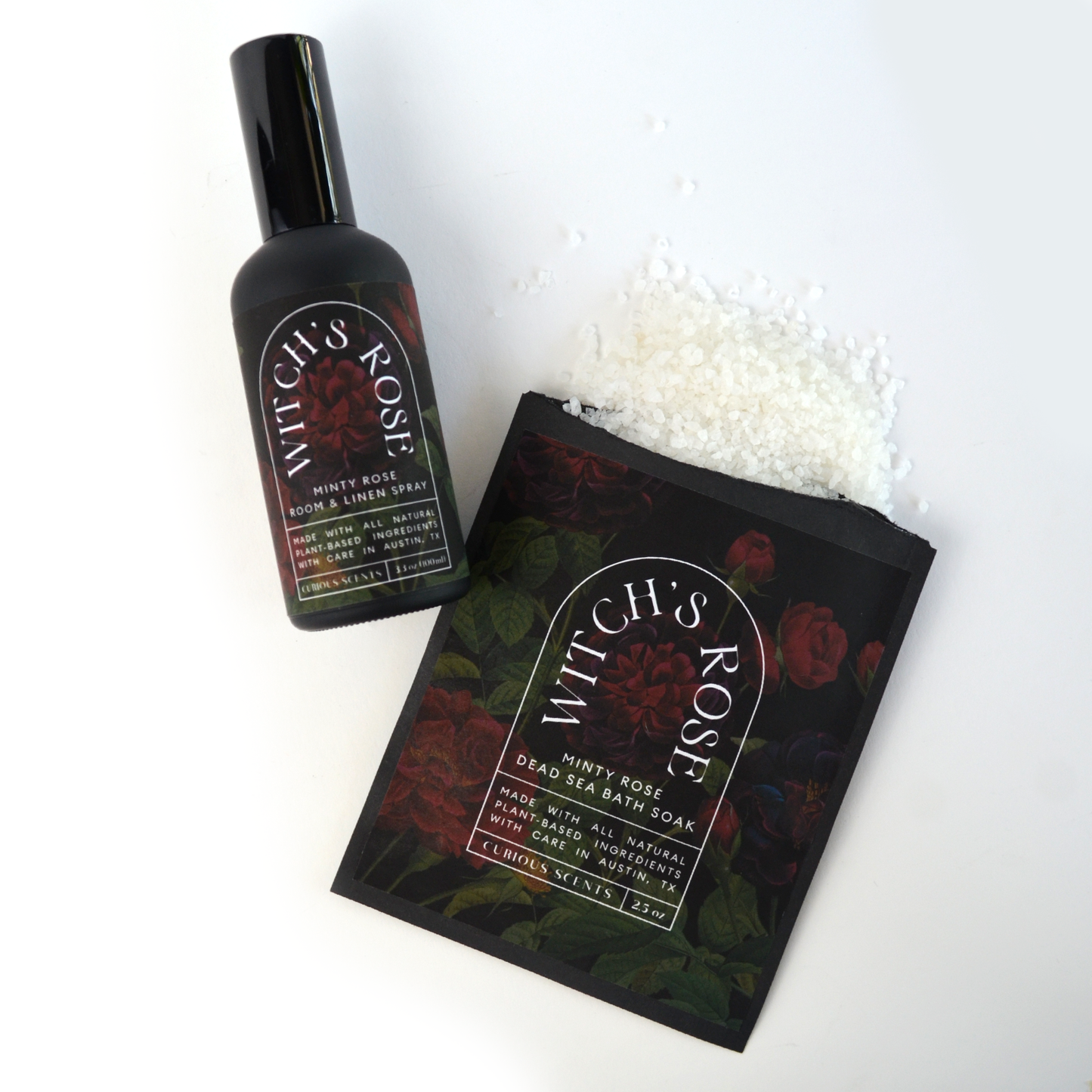 Witch's Rose Minty Rose Botanical Sea Salt Bath Soak Pouch