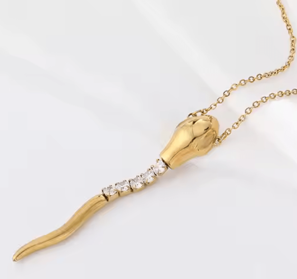 Snake - Tennis Necklace Serpent - Steel 14K CZ necklace - Tsuru