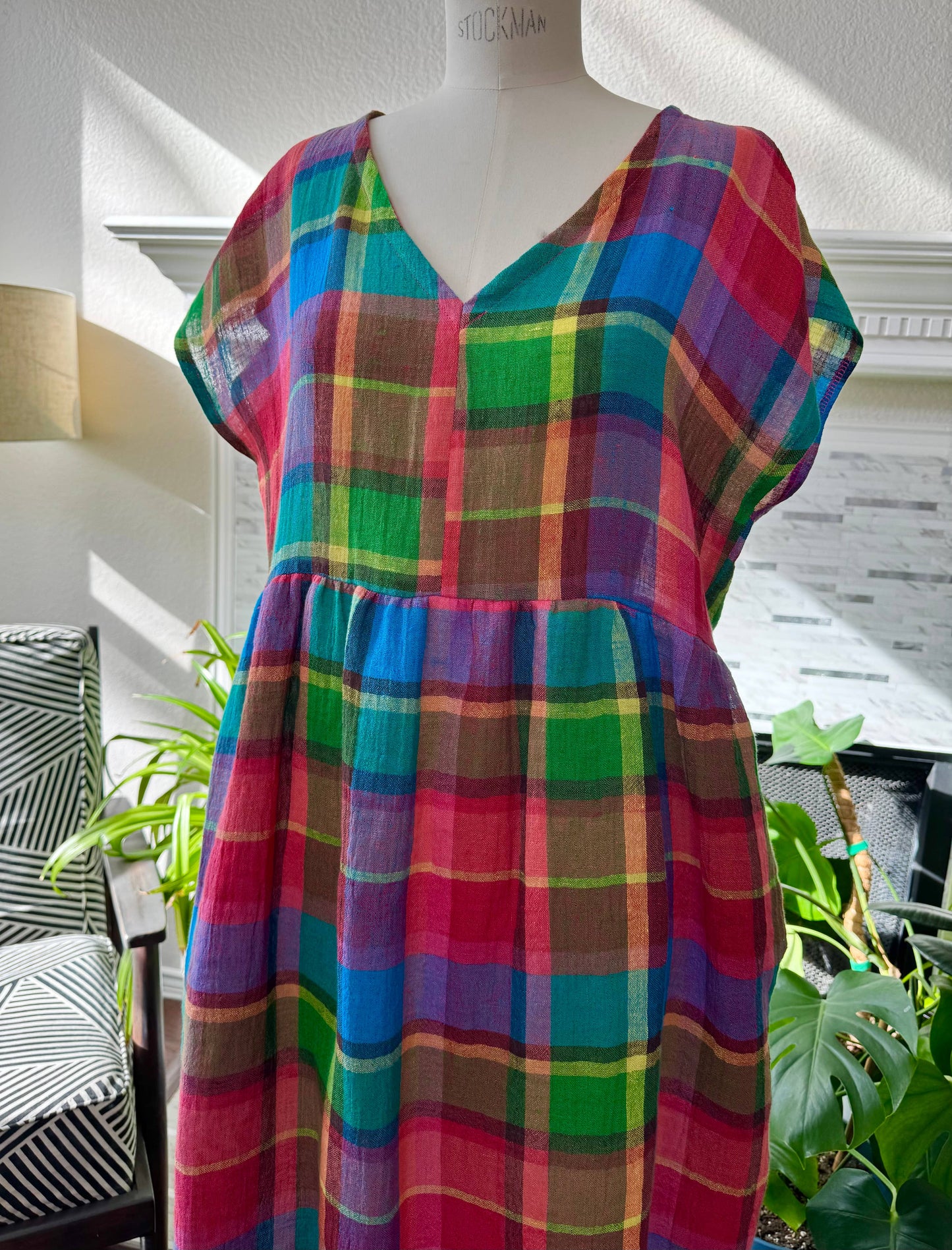Neon multi linen dress