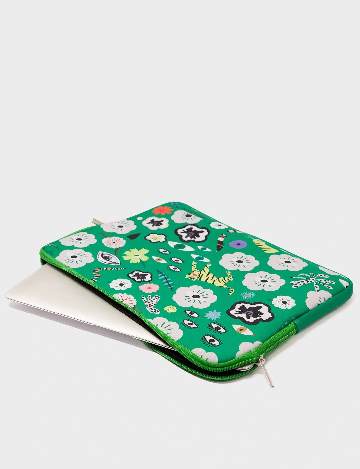 Green Neoprene Laptop Cover - Floralia Design