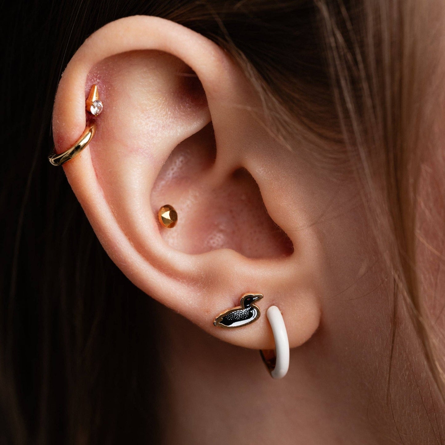 14k Gold PVD or Titanium Faceted Circle Flat Back Studs
