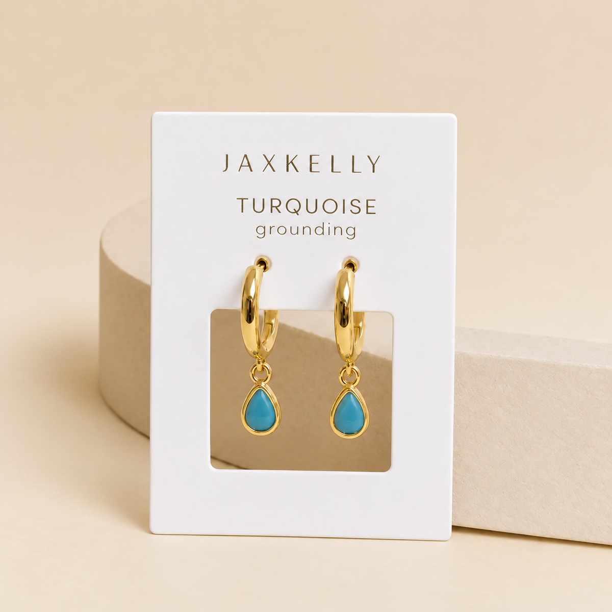 Teardrop Charm Hoop - Turquoise