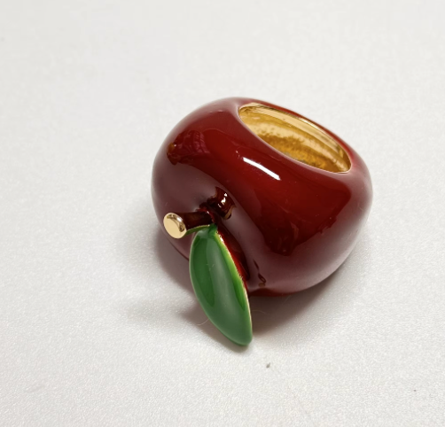 Fruit Basket Ring- Large Dome Fruit Rings- Enamel Hand Made